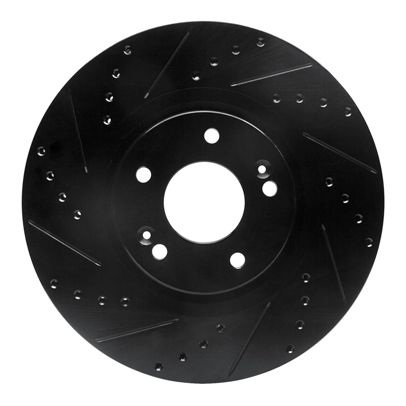 Kia Sedona Brake Rotor (1) - Front Left - R1 Concepts - Drilled & Slotted - Black - `15-`21